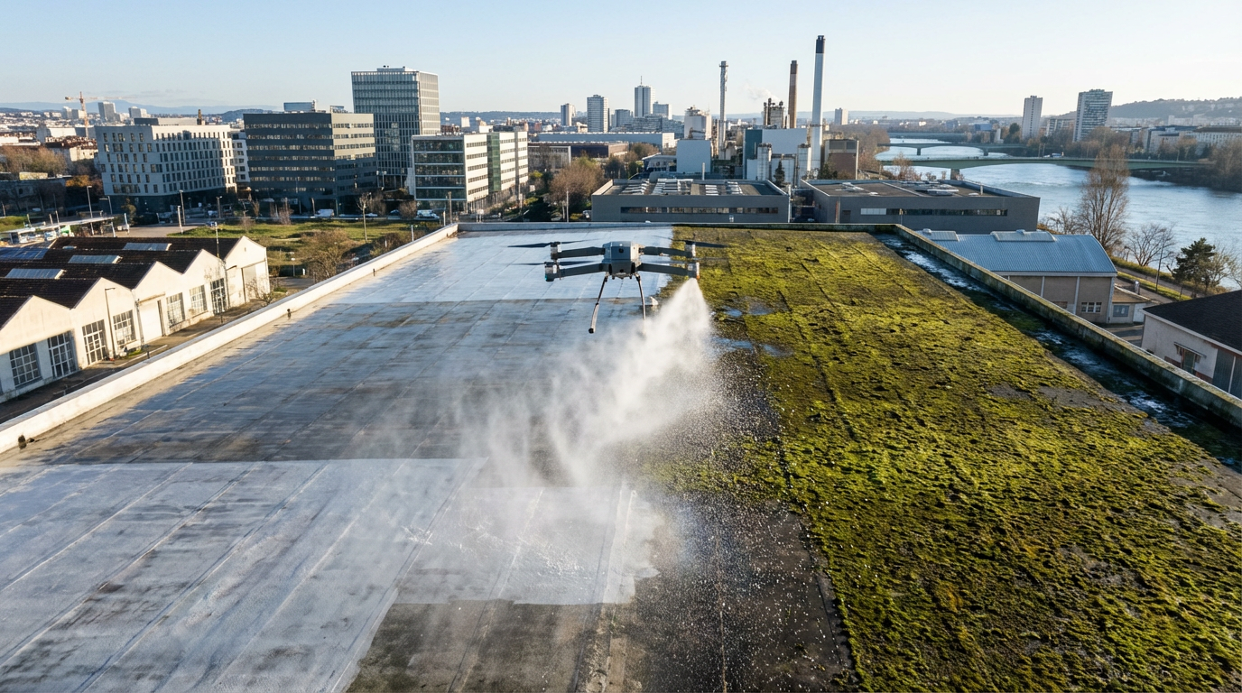 Bardage métallique bois nettoyage par drone Lyon Auvergne-Rhône-Alpes